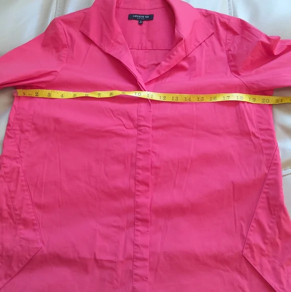 Lafayette 148 New York Hot Pink Button Down Tunic Shirt - Picture 7 of 10